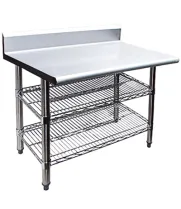 Work Tables with Backsplash & Wire Undershelves