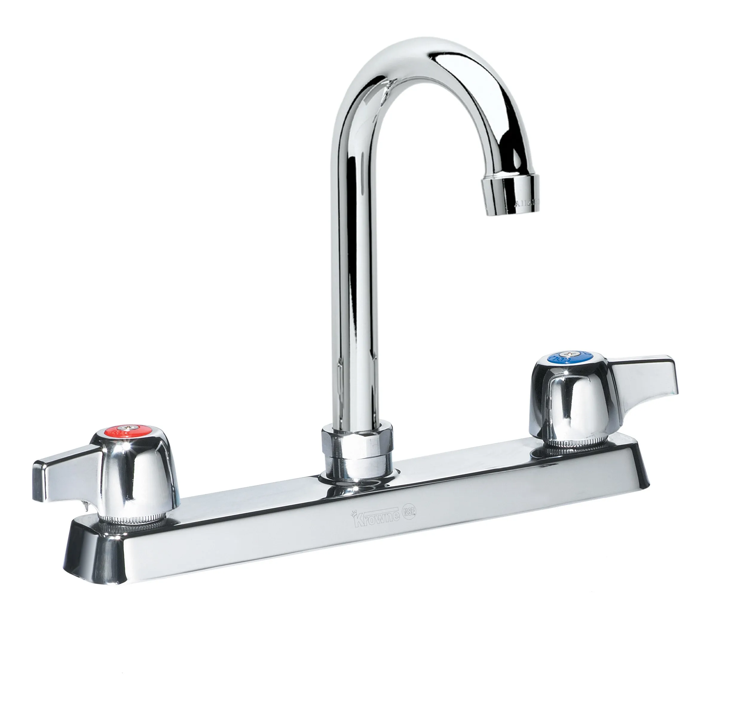 Krowne 13-801L - Commercial Series 8" Center Deck Mount Faucet - 6" Gooseneck Spout 