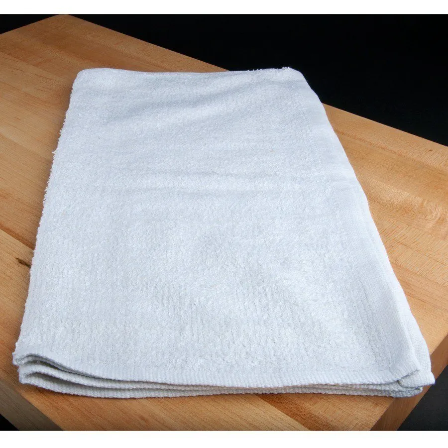 Universal 167700BRT18 - 15 1/2 x 18" White 18 oz. Ribbed Terry Bar Towel - 12 / Pack