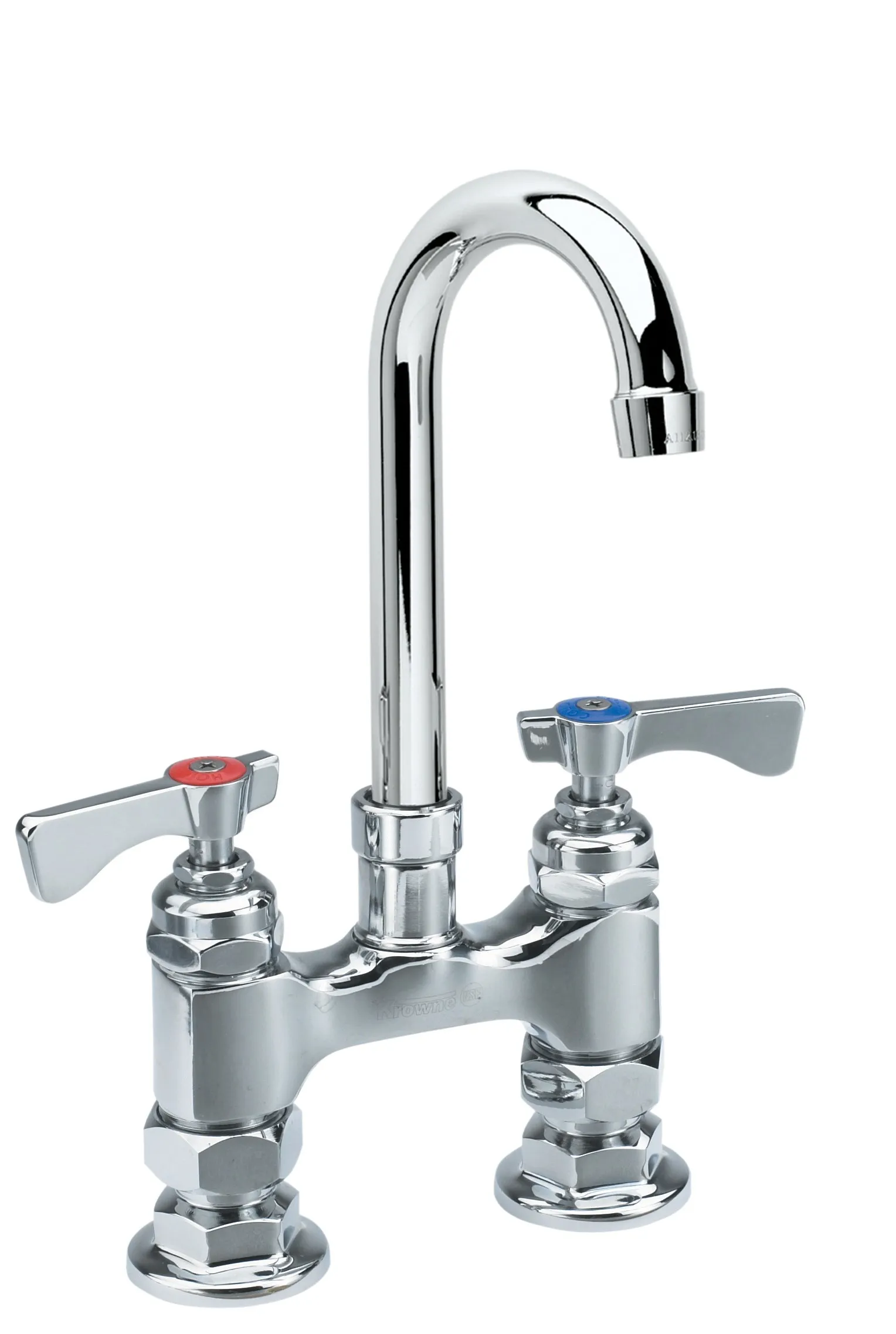 Krowne 15-402L - Royal Series 4" Center Raised Deck Mount Faucet - 8.5" Gooseneck Spout 