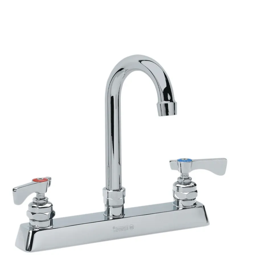 Krowne 15-525L - Royal Series 8" Center Deck Mount Faucet - 3.5" Gooseneck Spout 