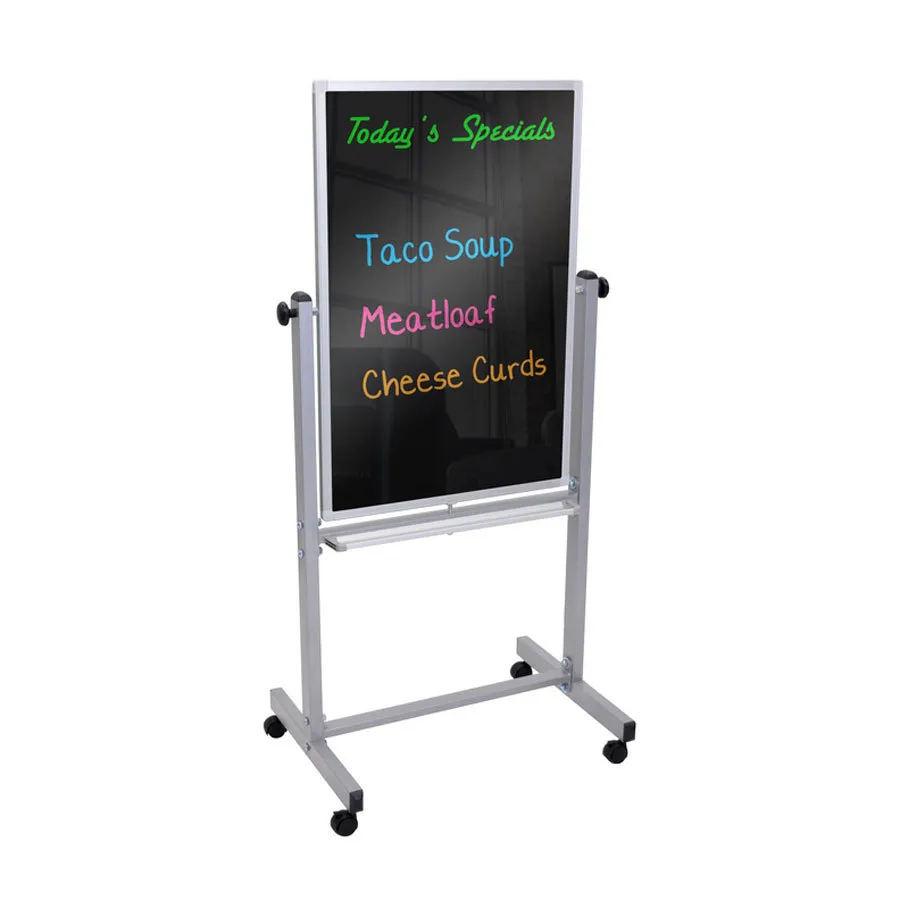 Luxor BM3040M - Double Sided Magnetic Black Board w/ Aluminum Frame - Stand