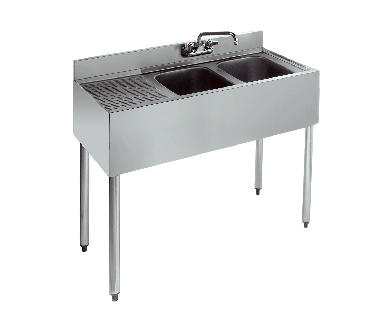 Krowne Metal - 18-32R - 1800 Series 36" Two Compartment Bar Sink - 12" Drainboard on Left