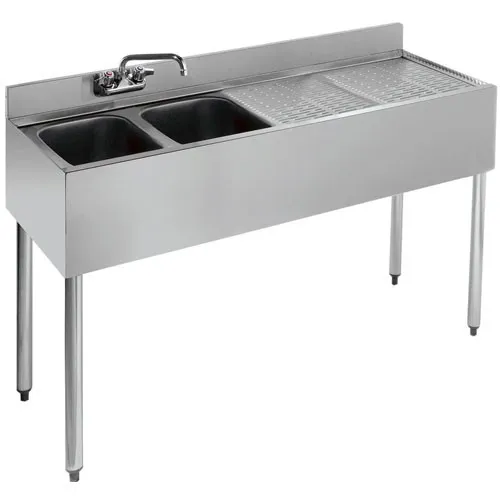 Krowne Metal - 18-42L - 1800 Series 48" Two Compartment Bar Sink - 24" Drainboard on Right