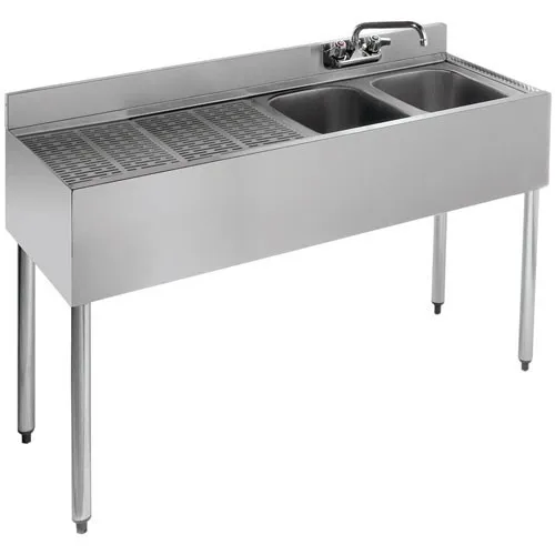 Krowne Metal - 18-42R - 1800 Series 48" Two Compartment Bar Sink - 24" Drainboard on Left