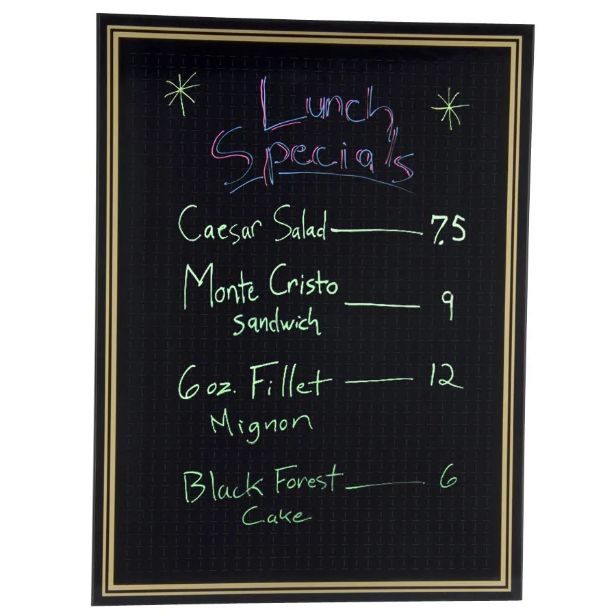 Universal 466W200018E - 18" x 24" Ebony (Black) Write-On Sign Board