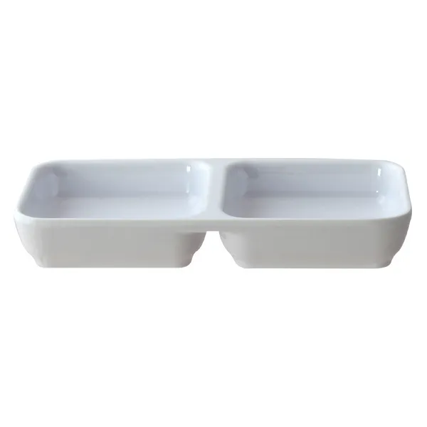 Thunder Group 19002WT - 6" X 3" TWIN SAUCE DISH - 6 OZ - Classic White