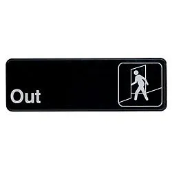 Update International S39-8BK - 9" x 0.06" x 3" - Sign - Board - Out - White on Black  