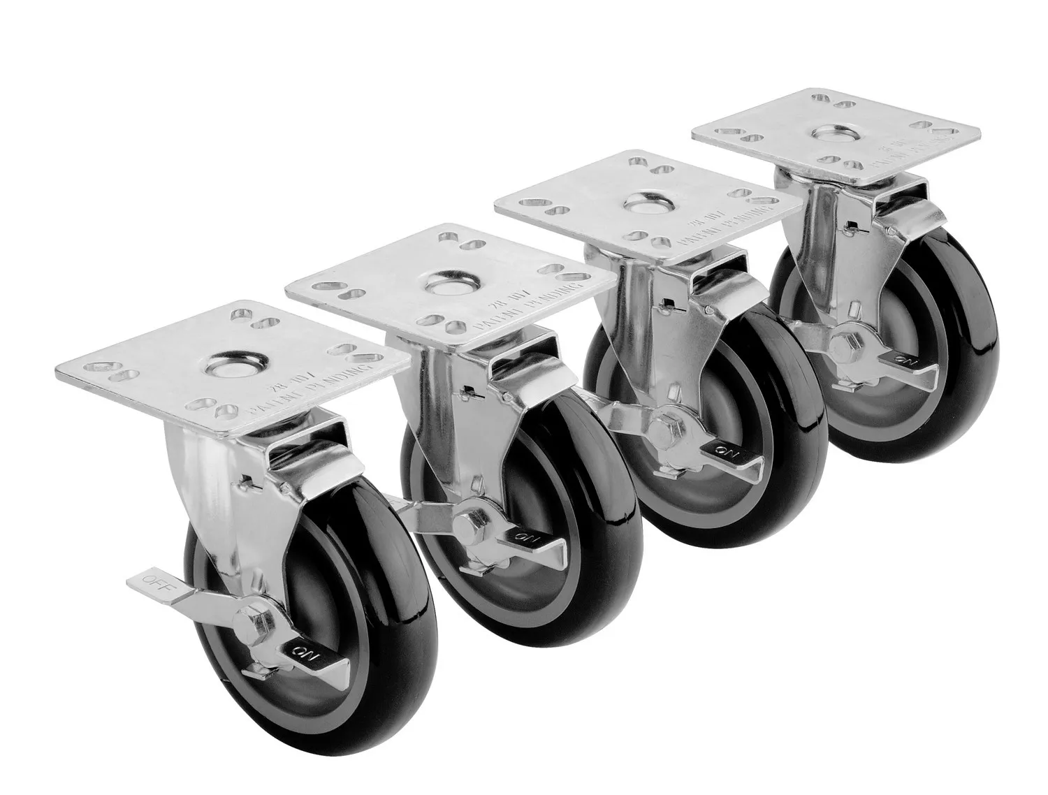 Krowne 28107S - 4" x 4" Plate Caster - 5" Wheel - Set of 4