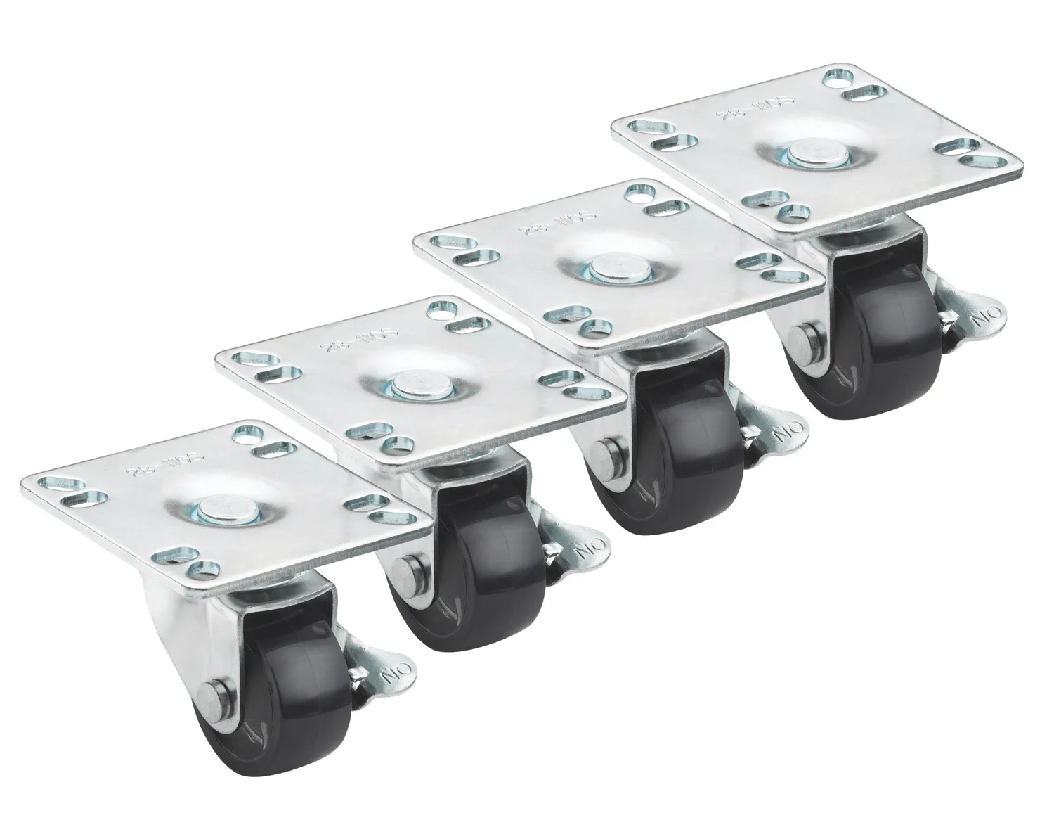 Krowne 28110S - Low Profile 3-1/2" x 3-1/2" Plate Caster - 2" Wheel - Set of 4