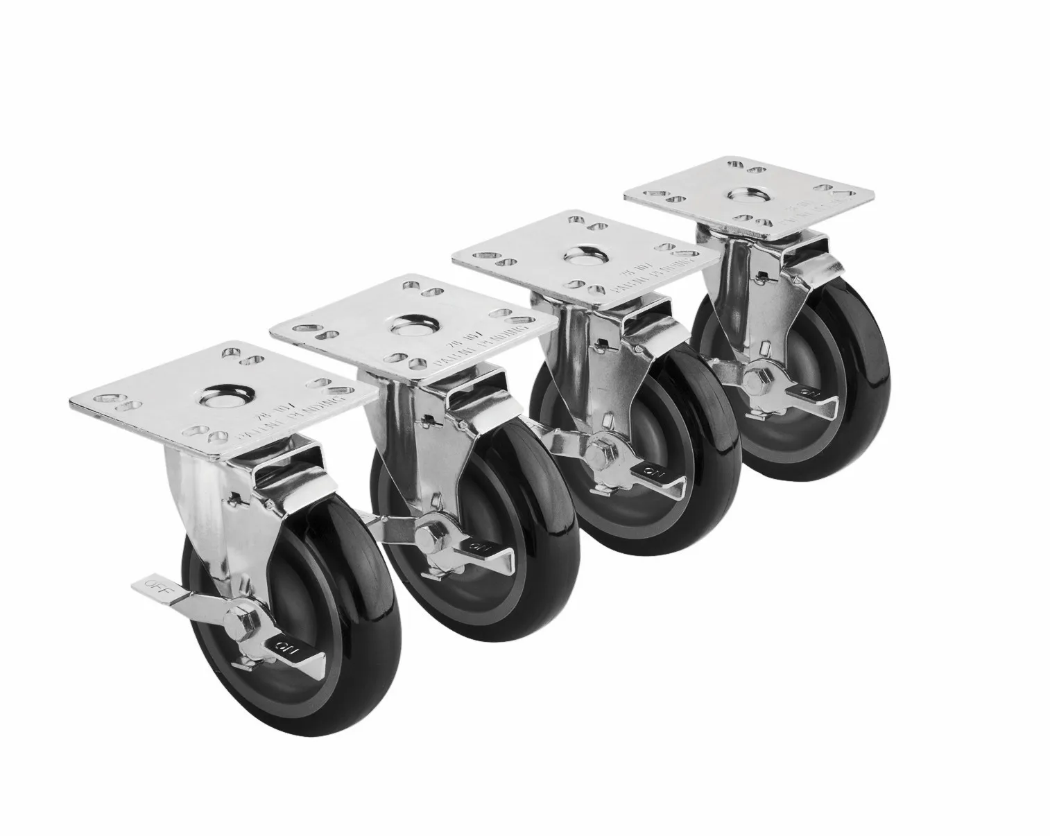 Krowne 28111S - 3-1/2" x 3-1/2" Universal Plate Caster - 5" Wheel - Set of 4