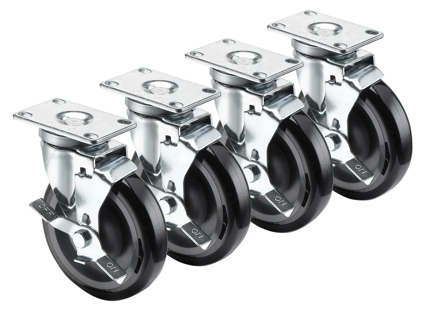 Krowne 28113S - 2-3/8" x 3-5/8" Plate Caster - 5" Wheel - Set of 4