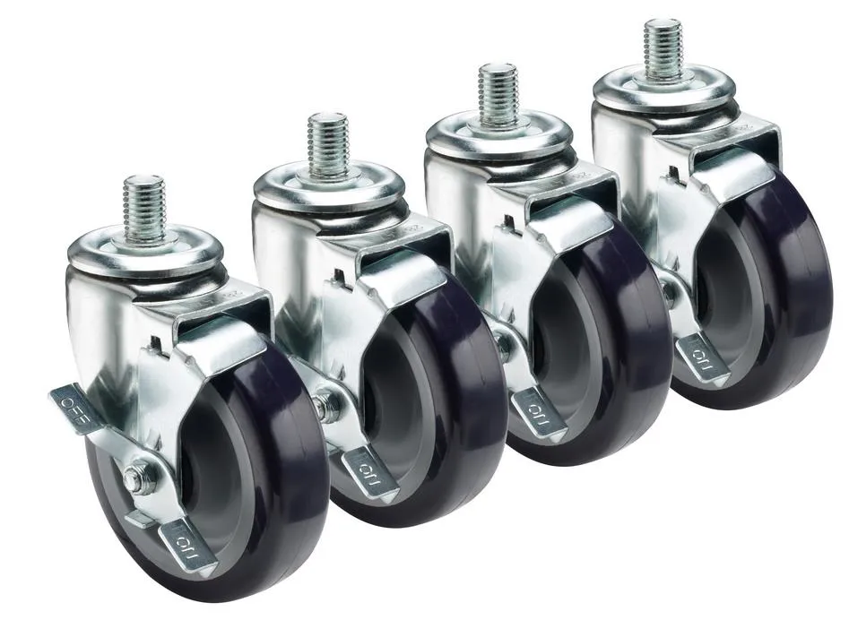 Krowne 28147S - Heavy Duty 3/4"-10 Threaded Stem Caster - 5" Wheel - Set of 4