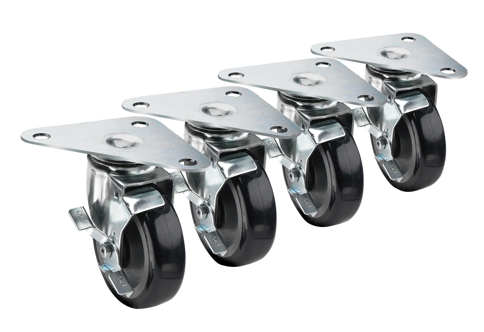 Krowne 28161S - Large Triangle Heavy Duty Plate Caster - 5" Wheel - Set of 4