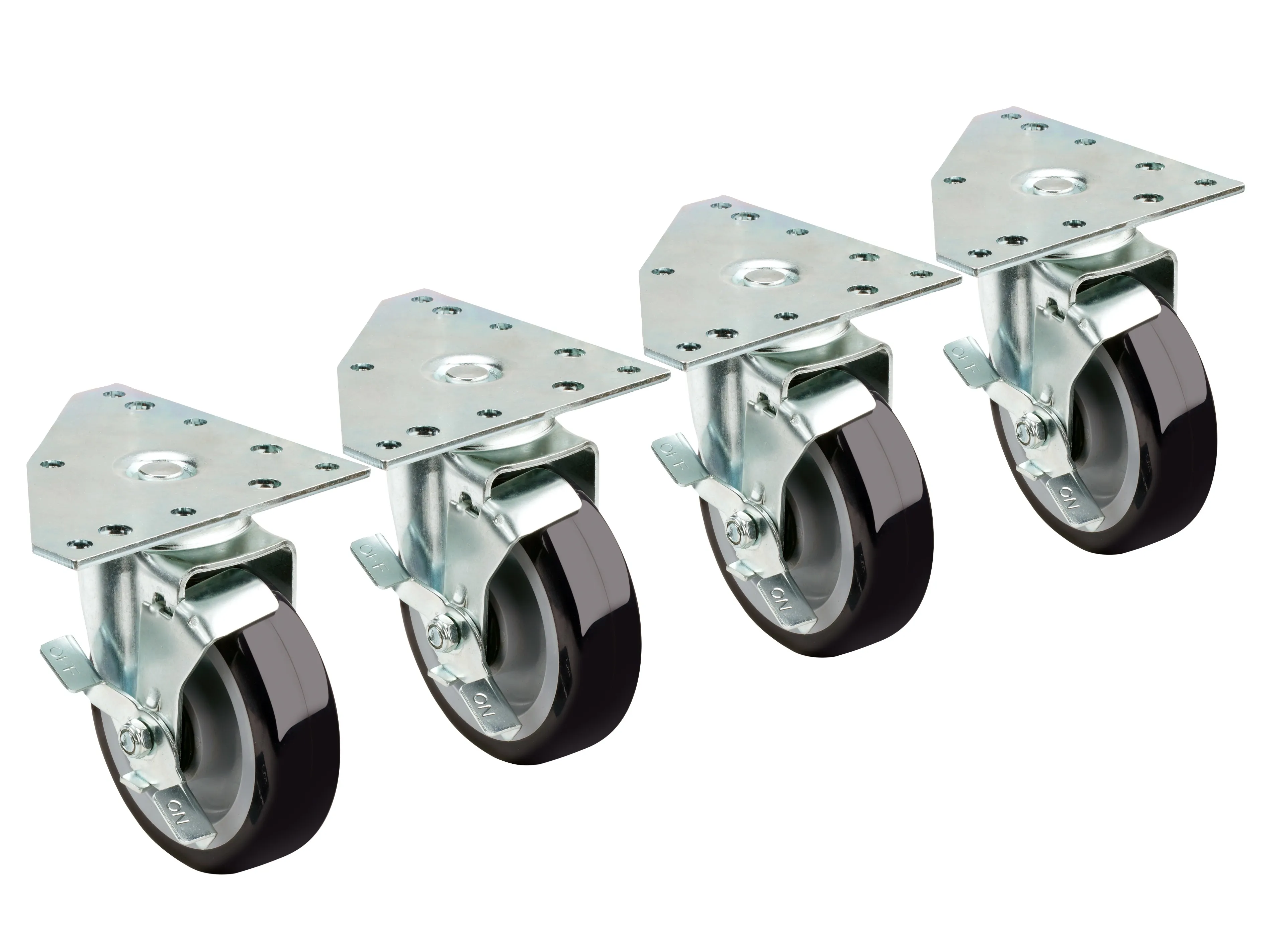 Krowne 28166S - Triangle Heavy Duty Plate Caster - 5" Wheel -Set of 4