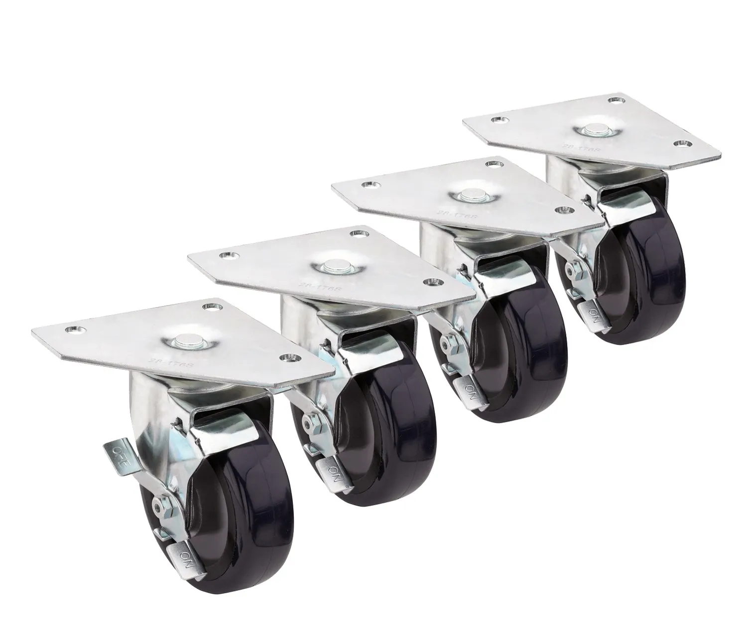 Krowne 28176S - Triangle Heavy Duty Plate Caster - 5" Wheel - Set of 4