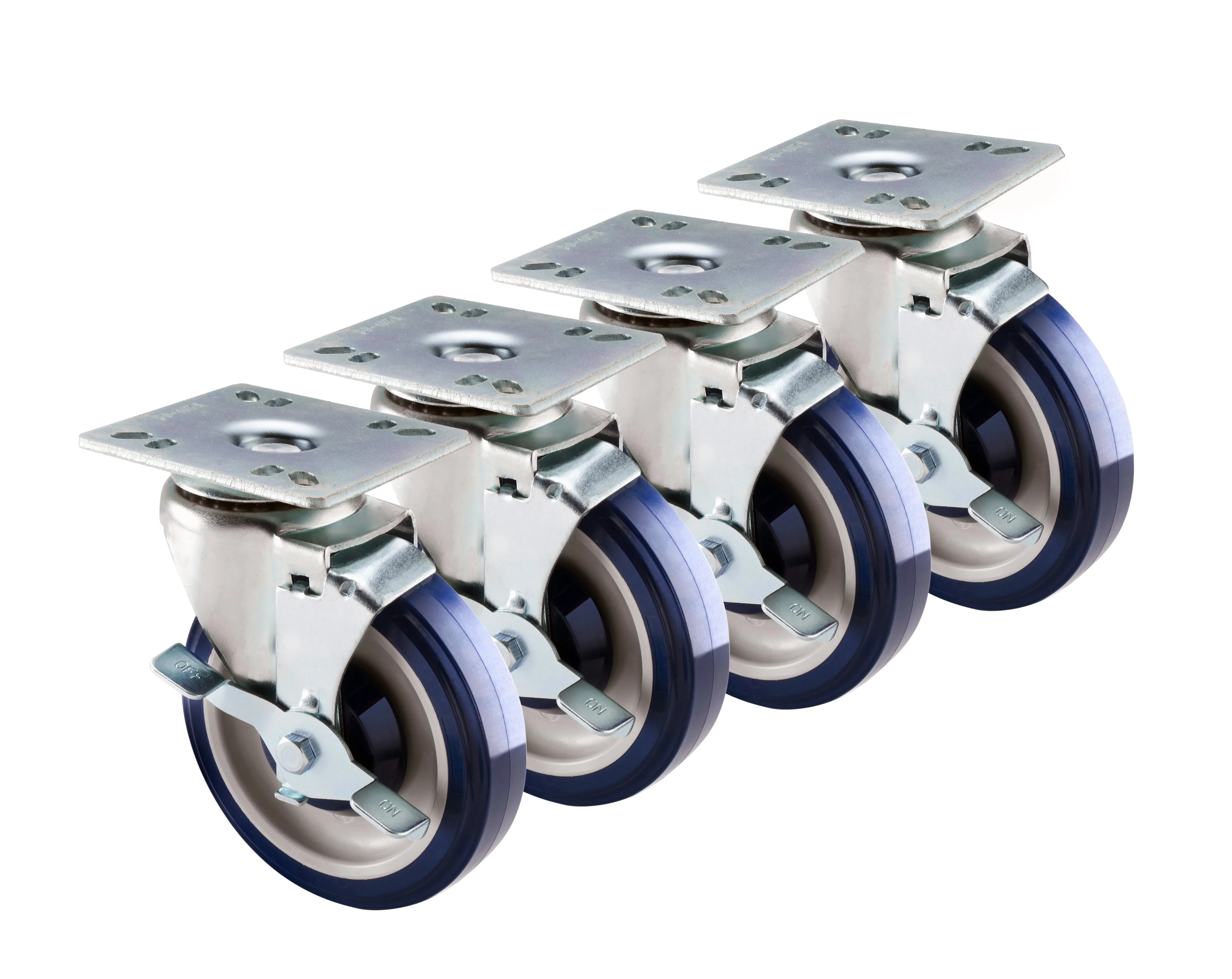 Krowne 30107S - Economy Series 4" x 4" Plate Caster - 5" Wheel - Set of 4