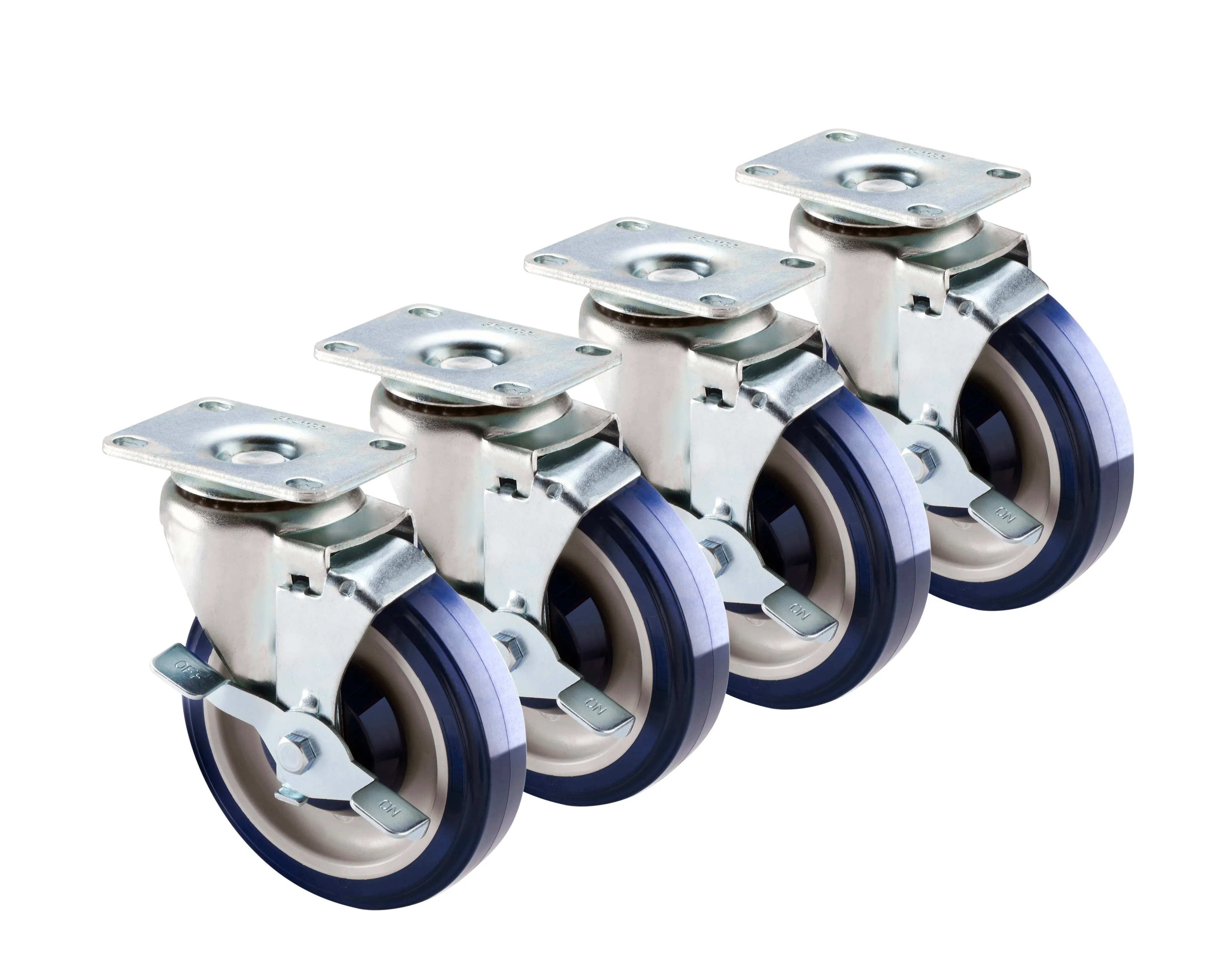 Krowne 30113S - Economy Series 2-3/8" x 3-5/8" Plate Caster - 5" Wheel - Set of 4