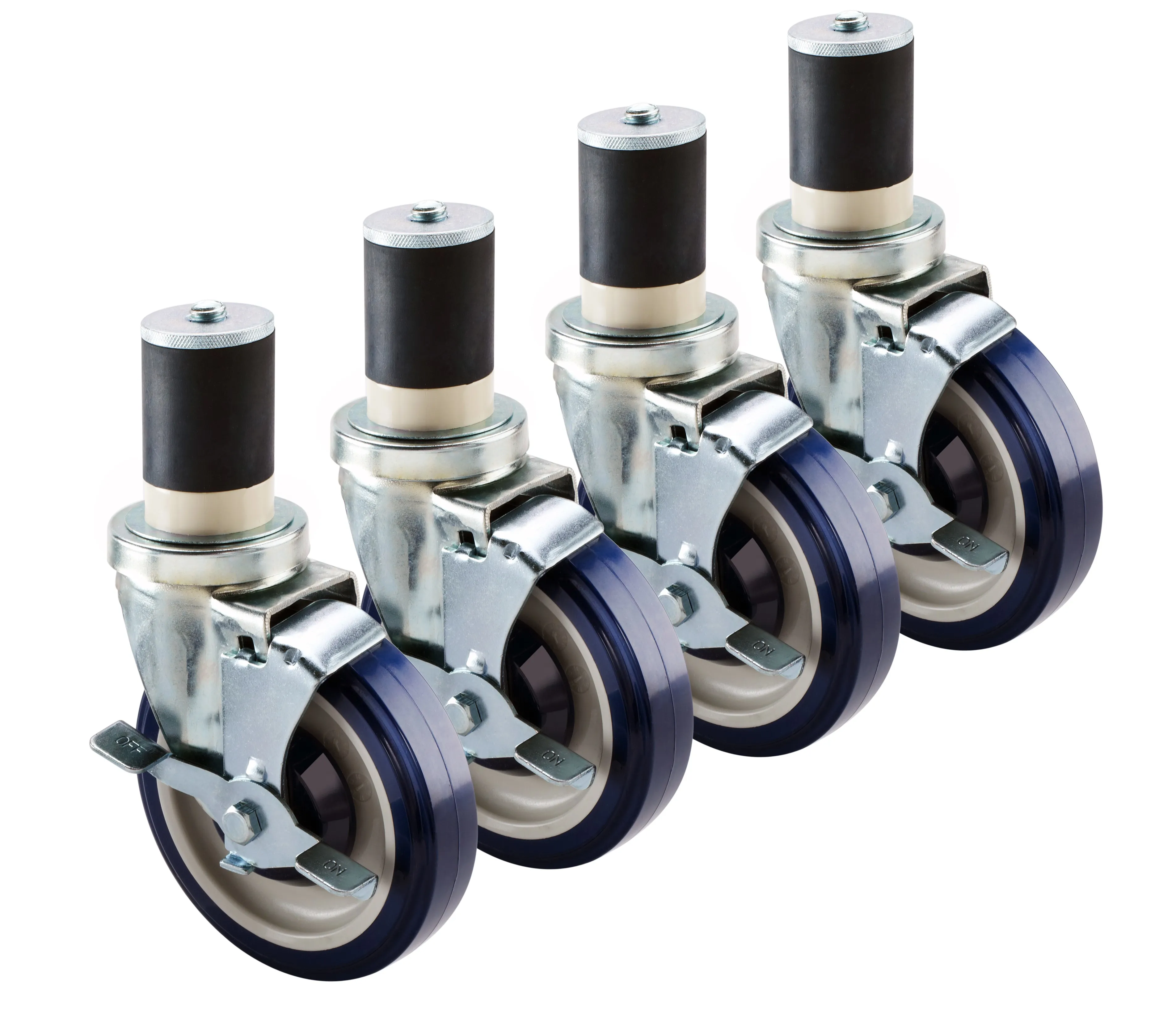 Krowne 30-125S - Economy Series 1-1/2" Stem Worktable Caster - 5" Wheel - Set of 4