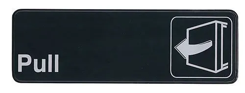 Update International S39-2BK - 9" x 0.06" x 3" - Sign - Board - Pull - White on Black  