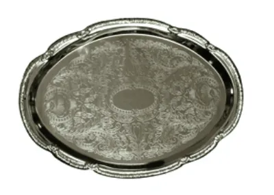 Update International CT-1813V - 18" x 13" Oval Chrome-Plated Serving Tray