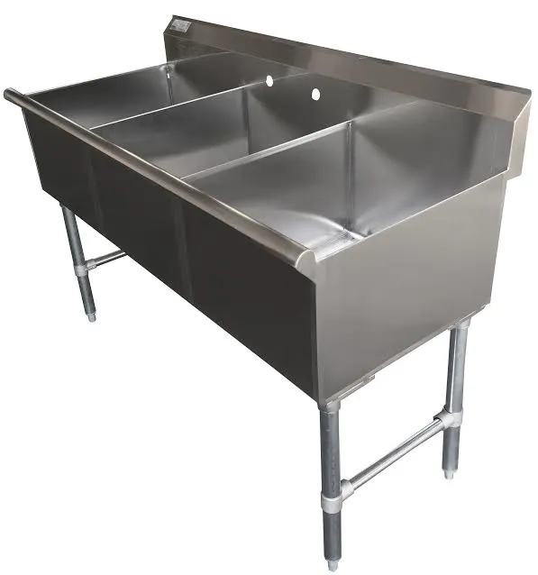 Universal BS-C3T1512 36" Three Compartment Commercial Sink with Extra Support