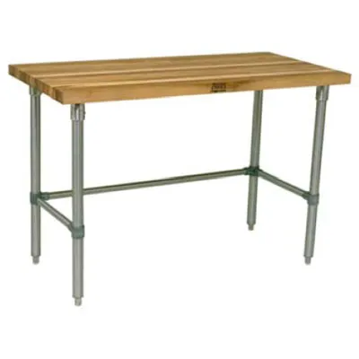 John Boos HNB02 - 48" X 24" Butcher Block Work Table W/ Galvanized Cross Bar