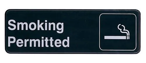 Update International S39-12BK - 9" x 0.06" x 3" - Sign - Board - Smoking Permitted - White on Black  