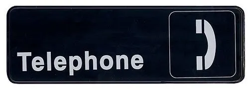 Update International S39-28BK - 9" x 0.06" x 3" - Sign - Board - Telephone - White on Black  