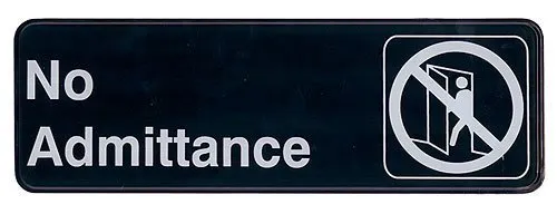 Update International S39-5BK - "No Admittance" Sign