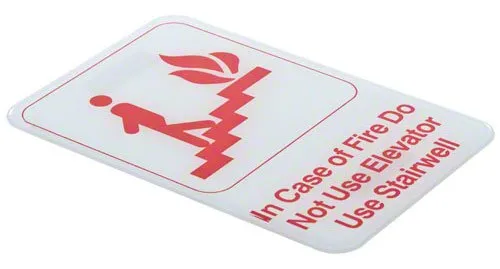 Update International S69-10RD - 9" x 0.06" x 6" - Sign - Board - In Case of Fire Do Not Use Elevator Use Stairway Sign - - on White  