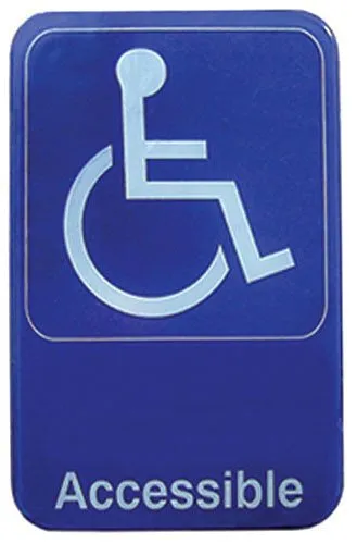 Update International S69B-3BL - 9" x 0.13" x 6" - Braille Sign - Board - Accessible - White on Blue  