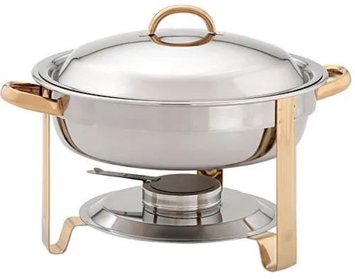 Update International DC-4/GB - 4 Qt - Stainless Steel Round Gold-Accented Chafer