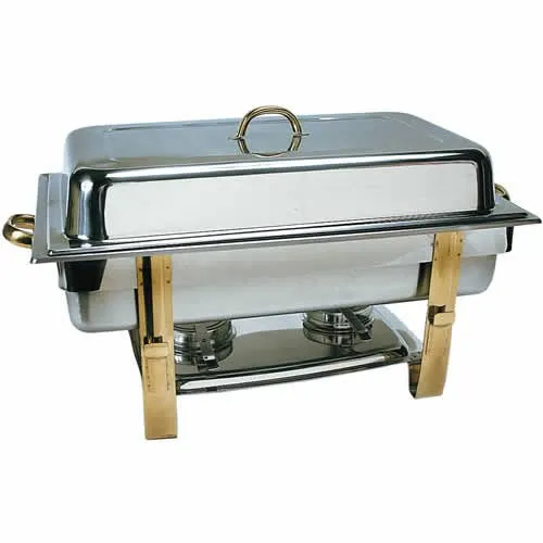 Update International DC-6N - 8 Qt - Stainless Steel Oblong Gold-Accented Chafer