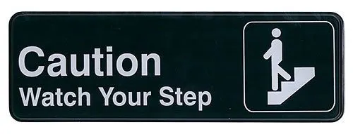 Update International S39-29BK - 9" x 0.06" x 3" - Sign - Board - Caution Watch Your Step - White on Black   