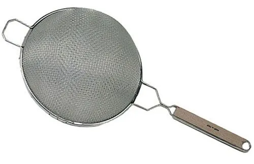 Update International SDF-10/SS - 23" x 4.5" x 10.25" - Stainless Steel Fine Double Mesh Wooden Handle Strainer  