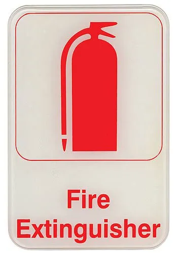 Update International S69-6RD - 9" x 0.13" x 6" - Sign - Board - Fire Extinguisher Sign - - Red on White 