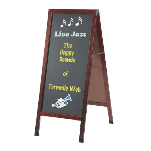 Universal 116MA311CHRY - Cherry A-Frame Sign Board w/ Black Marker Board