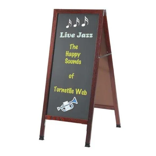 Universal 116MA11CHERY - Cherry A-Frame Sign Board w/ Black Marker Board