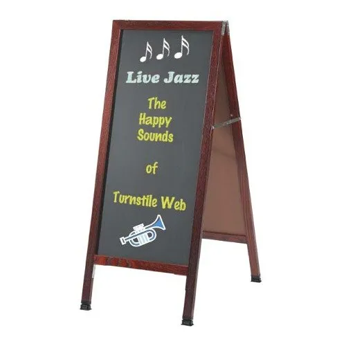 Universal 116MA1CHERRY - Cherry A-Frame Sign Board w/ Black Write On Chalk Board