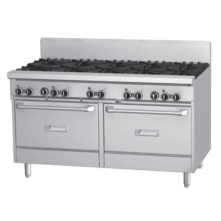 Garland GFE60-10RR - 10 Burner Gas Range - (2) Space Saver Ovens - Electric Ignition 