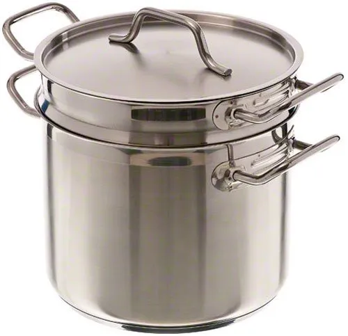 Update International SDB-08 - 10.06" x 7.69" x 10.06" - Stainless Steel Induction Ready Double Boiler with Cover  