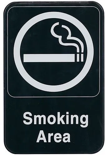 Update International S69-4BK - 9" x 0.13" x 6" - Sign - Board - Smoking Area Sign - - White on Black 