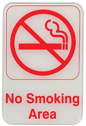 Update International S69-12RD - 9" x 0.06" x 6" - Sign - Board - No Smoking Area Sign - - Red on White   