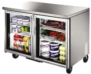 True TUC-48G - 48.5" Undercounter Refrigerator - 2 Glass Door 4 Shelves