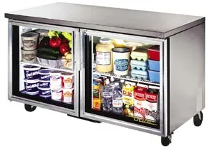 True TUC-60G - 60.5" Undercounter Refrigerator - 2 Glass Door 4 Shelves