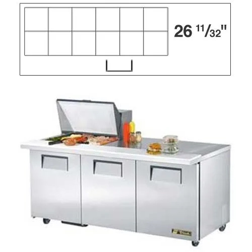 True TSSU-72-12 - 72" Sandwich Salad Prep Table Holds 12, 1/6 Pans