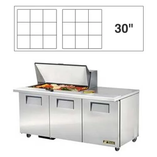 True TSSU-72-18M-B Sandwich Salad Prep Table 72.5" Holds 18, 1/6 Pans