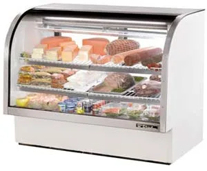 True TCGG-60 60" Deli Case - Single Service Curved Glass, White Exterior