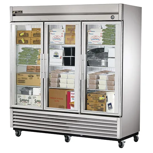 True T-72FG - 78" Reach-In Freezer - 3 Full Glass Swing Door, 9 Shelves